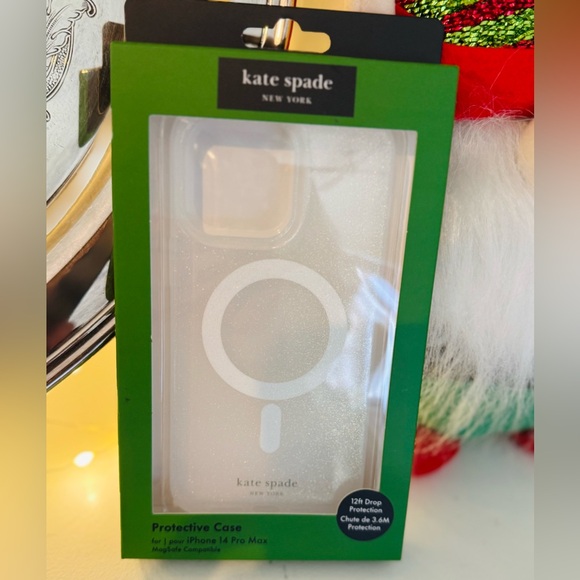 NIB♠️Kate Spade♠️iPhone 15/14/13 or 16 Pro Max iridescent glitter MagSafe Case - Picture 1 of 7